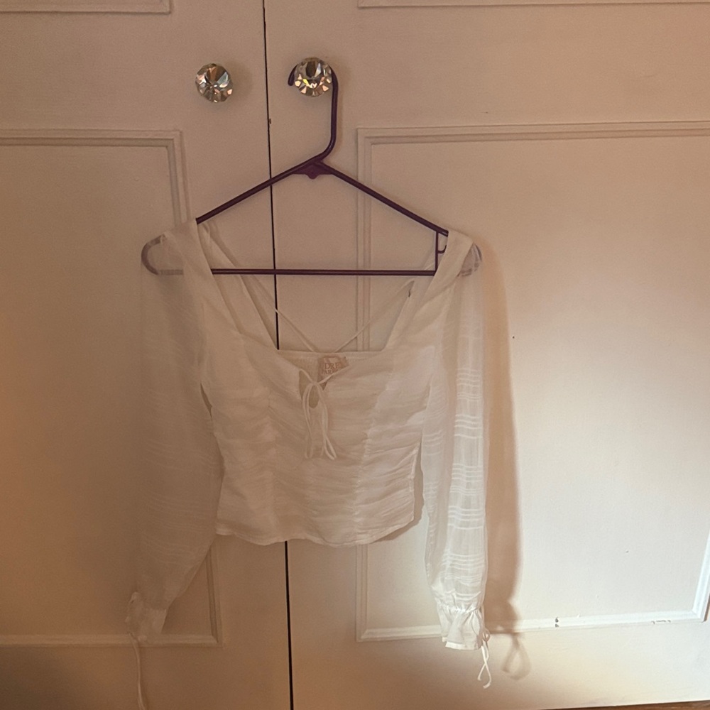 Macy's White Sheer Blouse